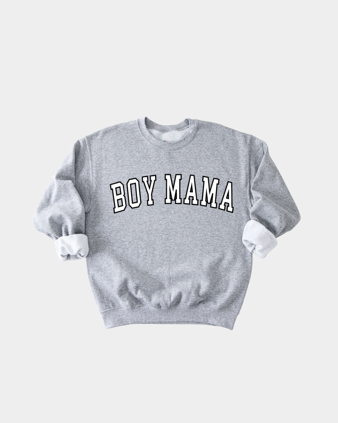 Boy Mama Varsity Pullover Sweatshirt in Dark Brown & Heather Grey