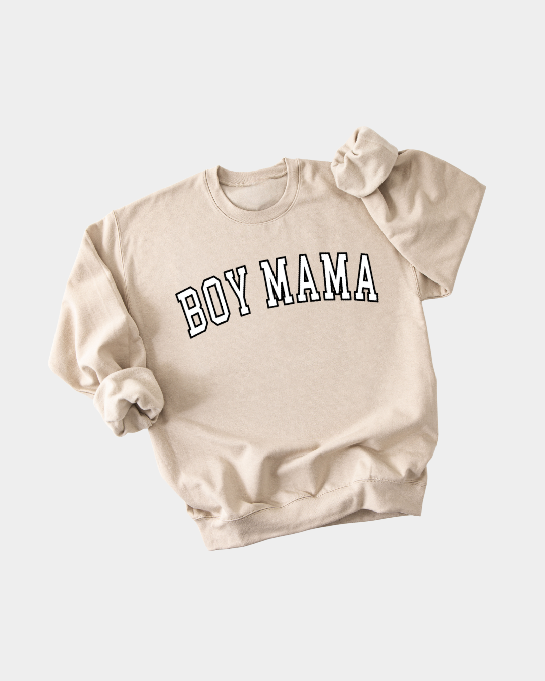 Boy Mama Varsity Pullover Sweatshirt in Dark Brown & Heather Grey