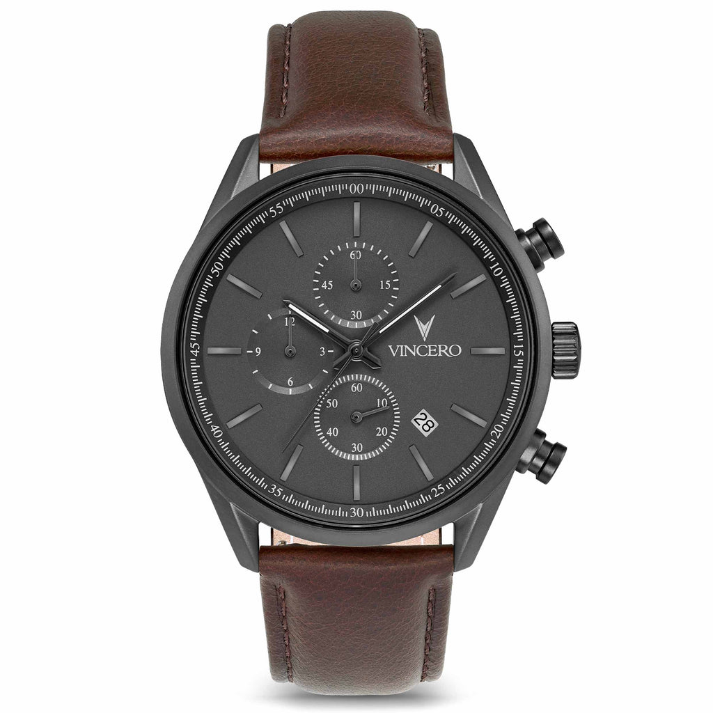 Chrono S2 40mm chronograph watch in gunmetal with walnut wood detailing.