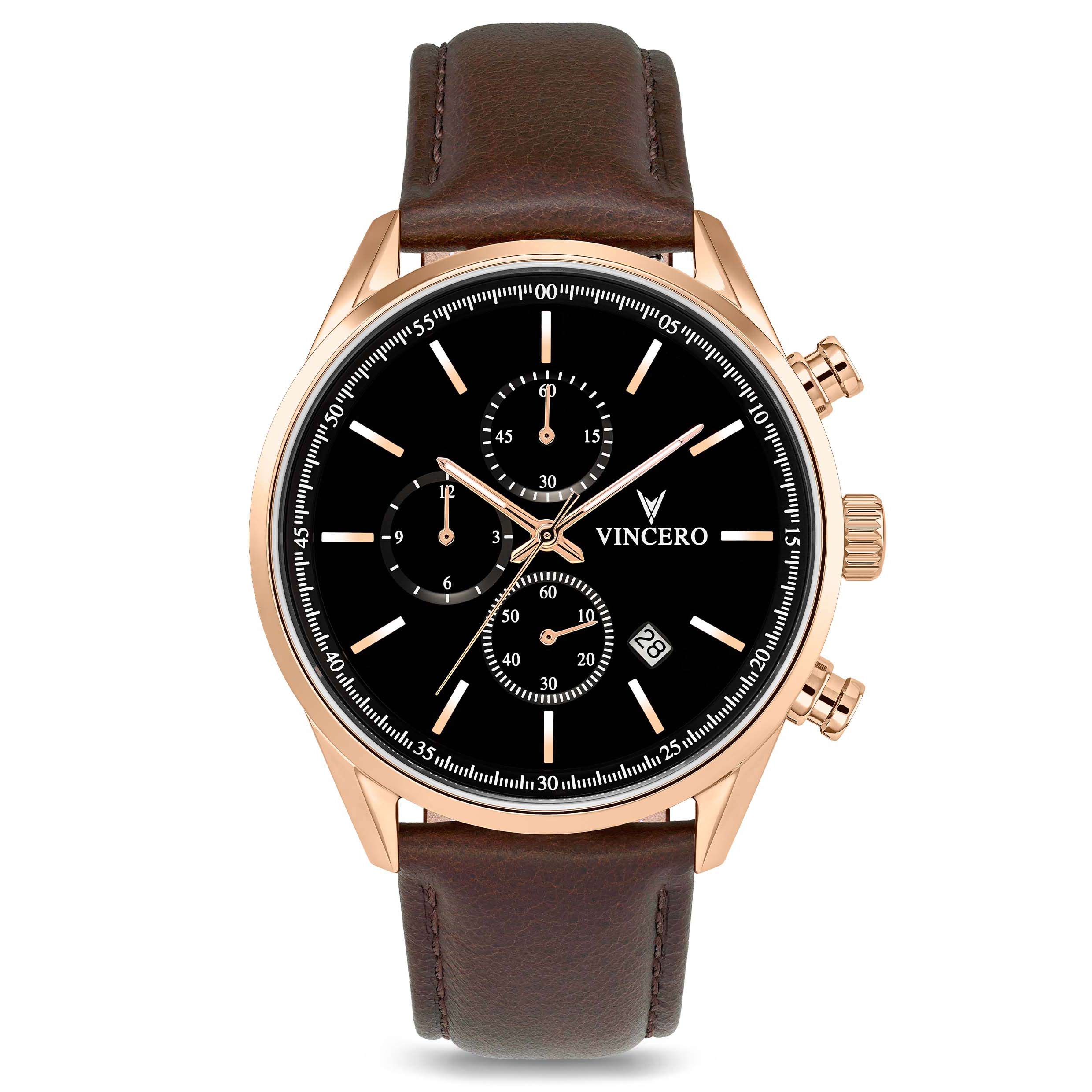 Vincero Collective Chrono S2 40mm watch in rose gold with a minimalist dial design