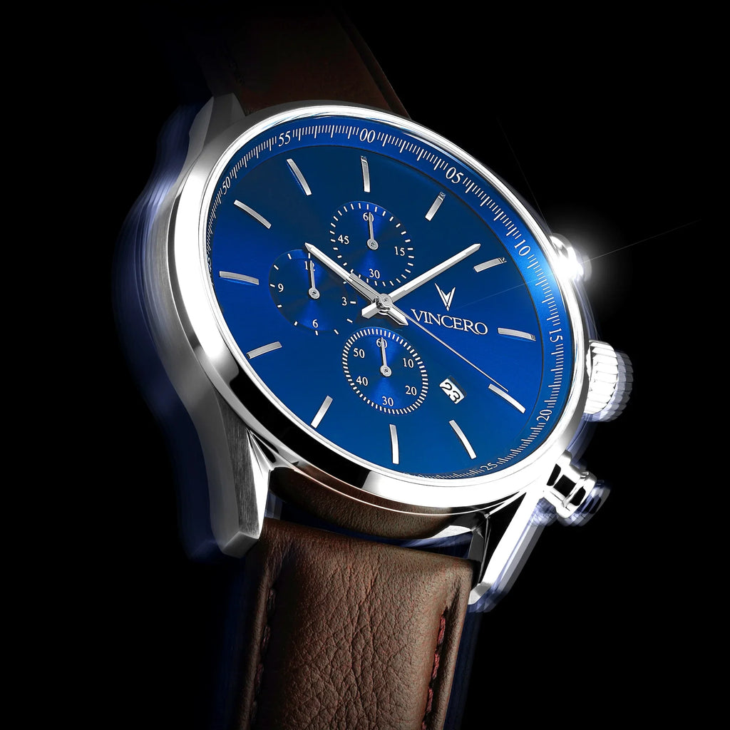 The Chrono S2 Watch in Blue and Brown - Versatile Stainless Steel