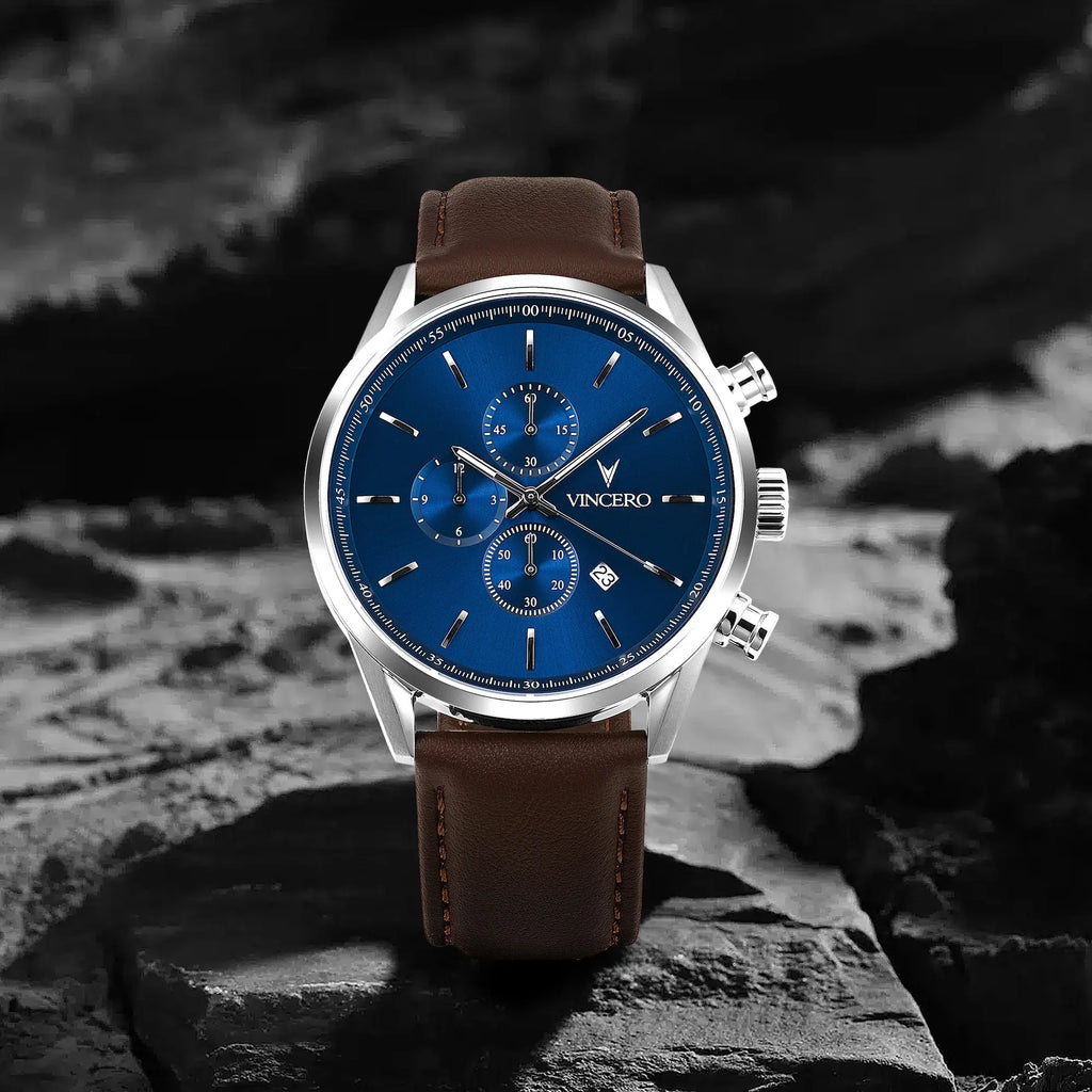 The Chrono S2 Watch in Blue and Brown - Versatile Stainless Steel