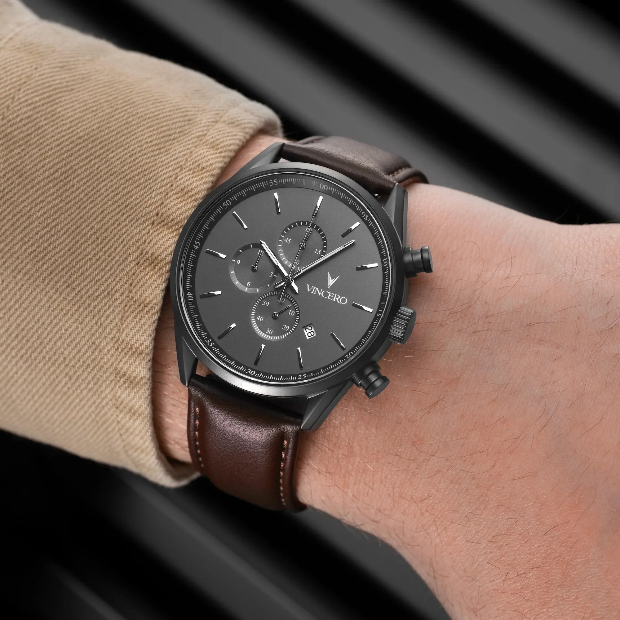 Chrono S2 Watch: Gunmetal Case with Walnut Wood Detail 43mm