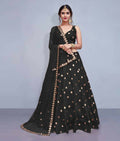 Black Art Silk party wear lehenga choli with mirror work and sequins
