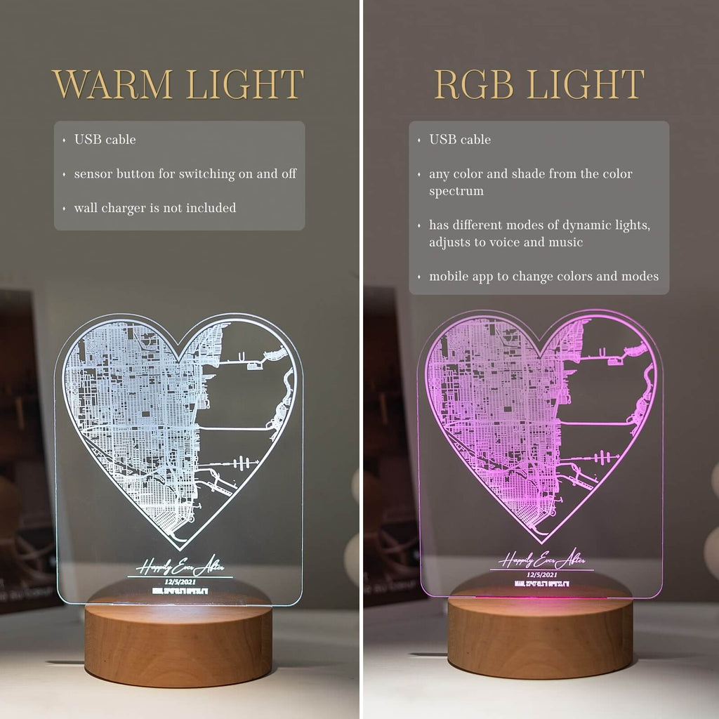 City Map Light Stand: Personalized Urban Night Light Decor
