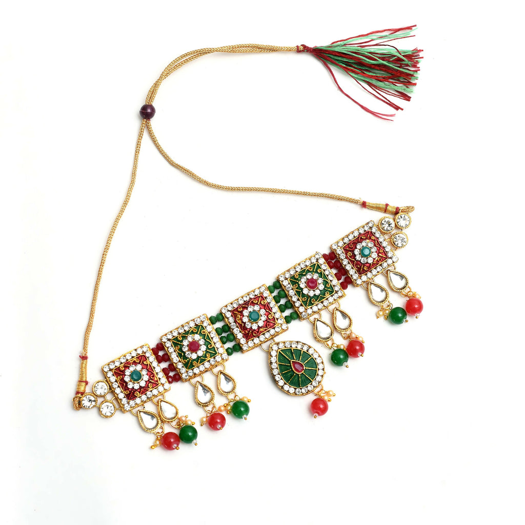 Meena and Pearl Work Statement Choker in Gold-Polished Brass