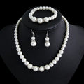 Pearl Necklace, Earrings, and Bracelet Set for Brides