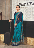 Joban Fashion Blue Crepe Silk with Traditional Print Saree