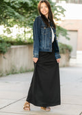 Clarise Black Premium Knit Maxi Skirt | Elastic Waist