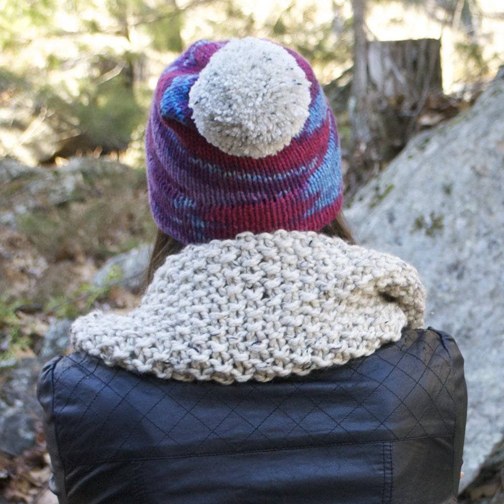 Classic Double Brim Hat Knitting Kit - Burgundy, Blue, White