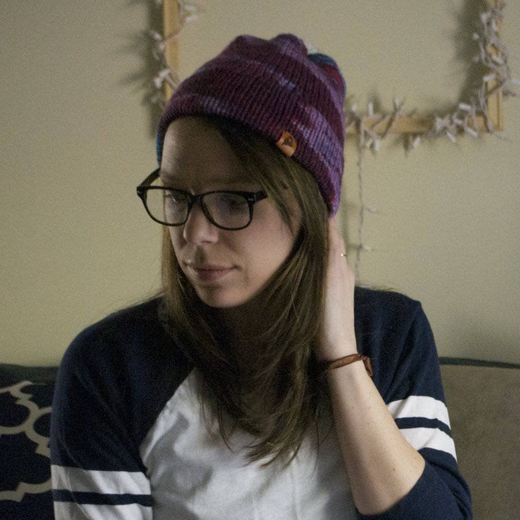 Classic Double Brim Hat Knitting Kit - Burgundy, Blue, White