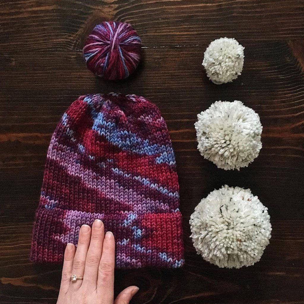 Classic Double Brim Hat Knitting Kit - Burgundy, Blue, White