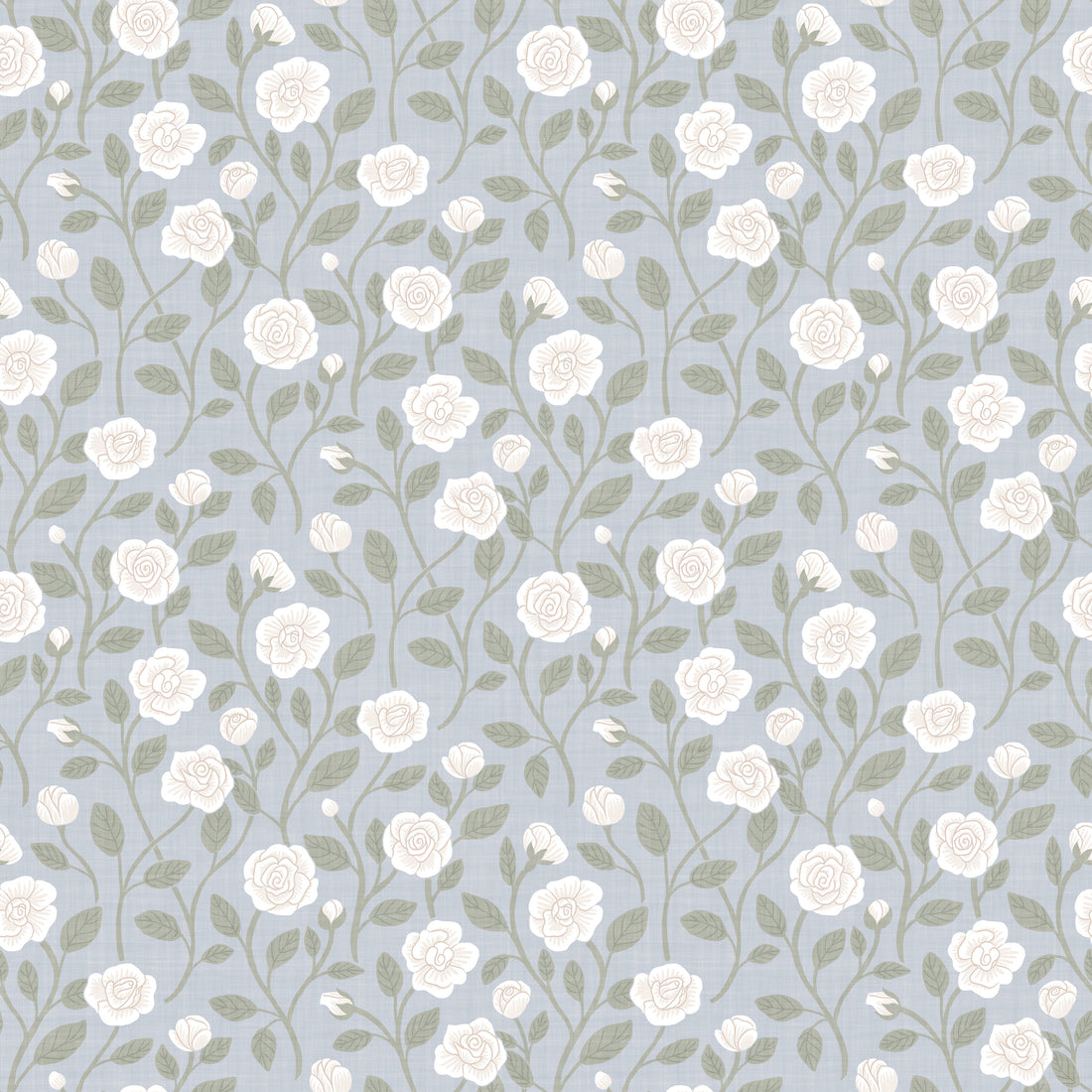 Clem Floral Wallpaper - Sage-Green and White Farmhouse Decor