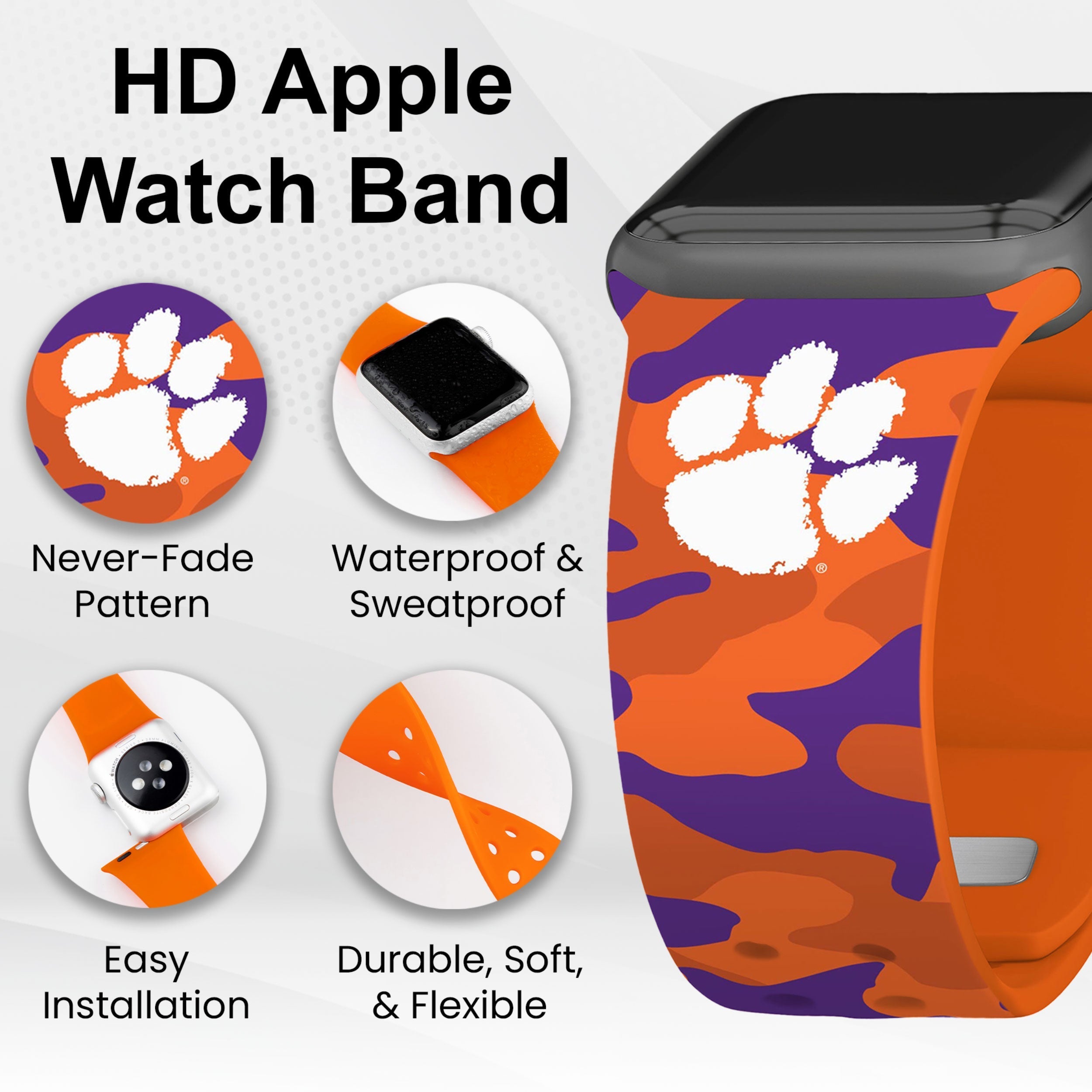 Clemson Tigers HD Apple Watch Band