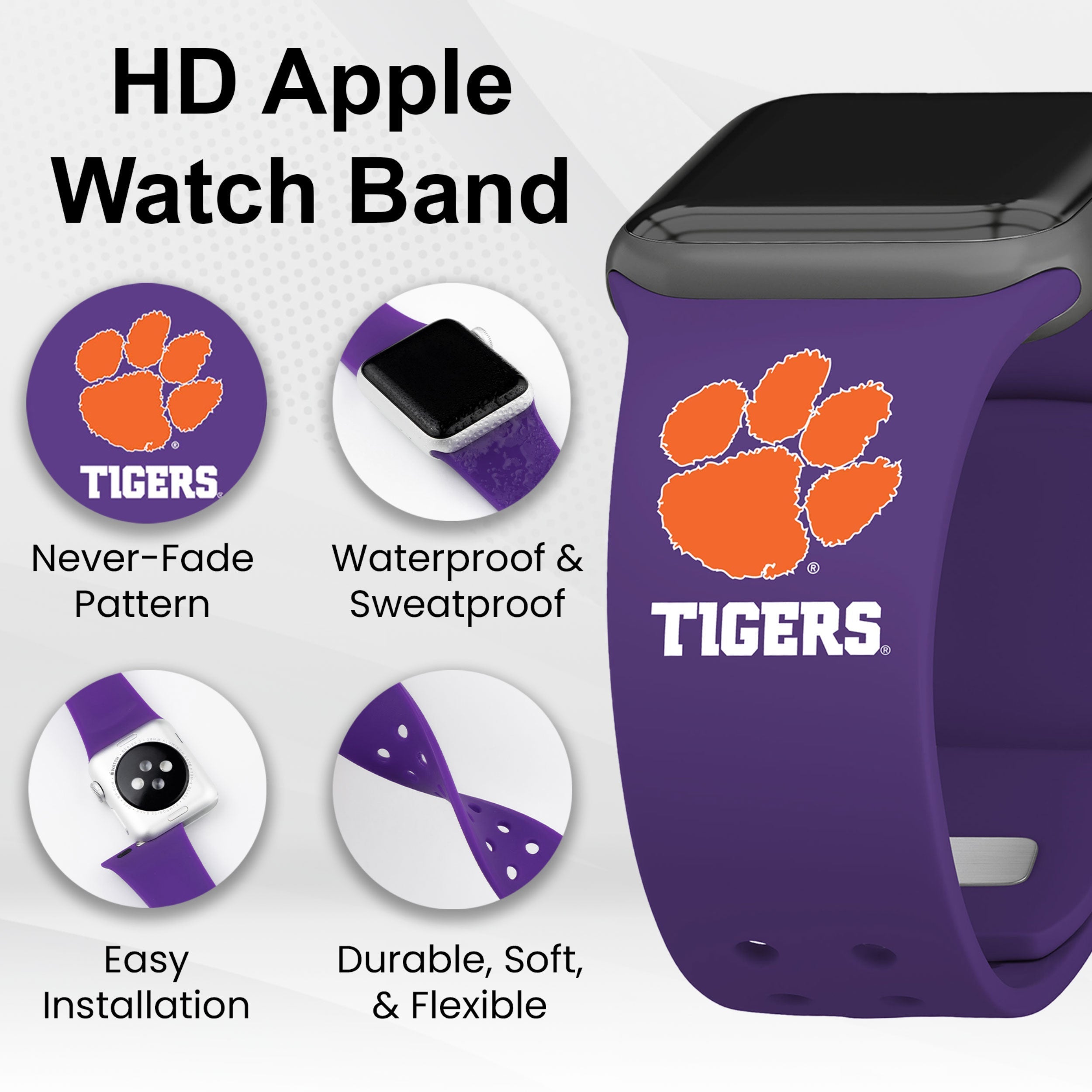 Clemson Tigers HD Apple Watch Band