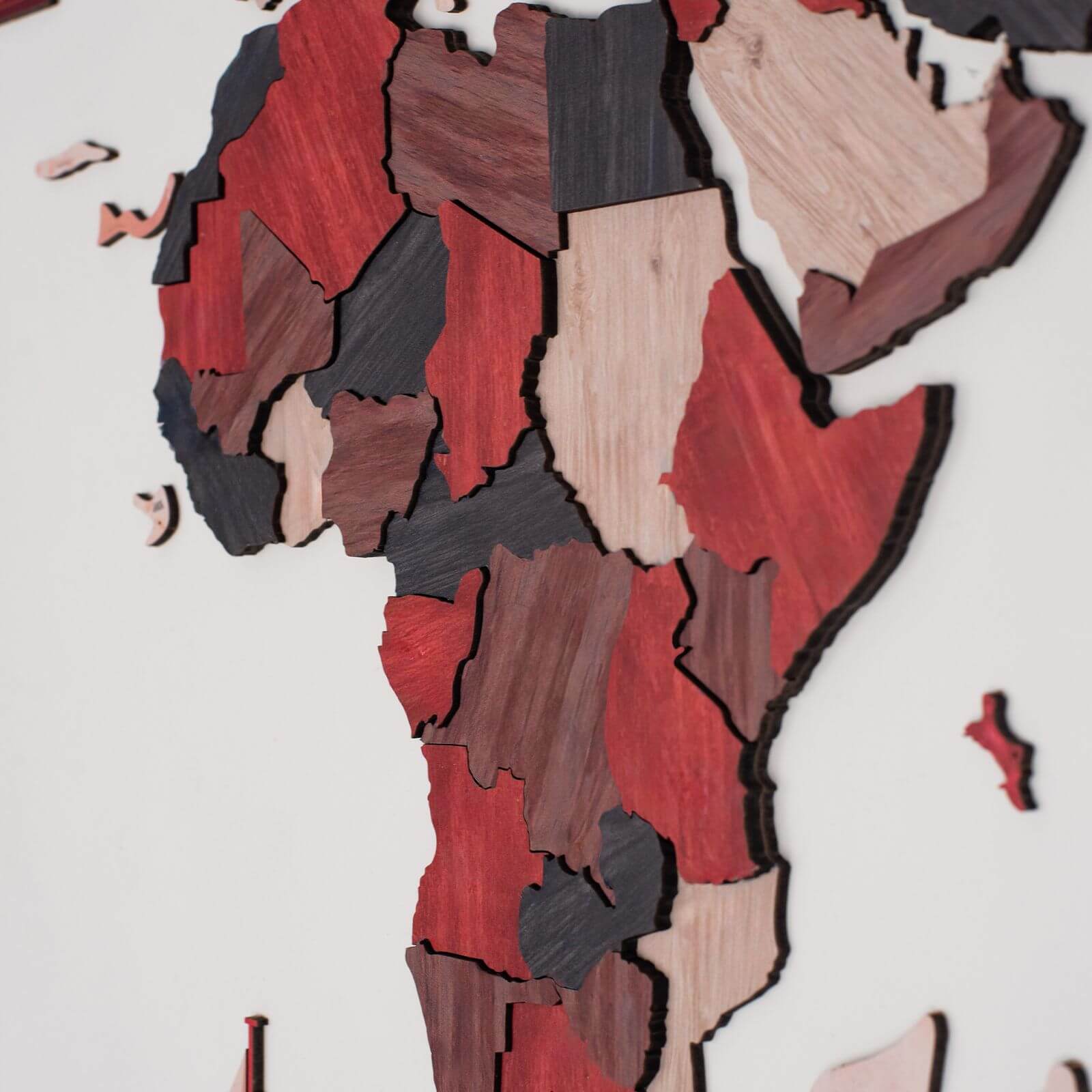 3D Wooden World Map Wall Art - Multicolored Geographic Decor
