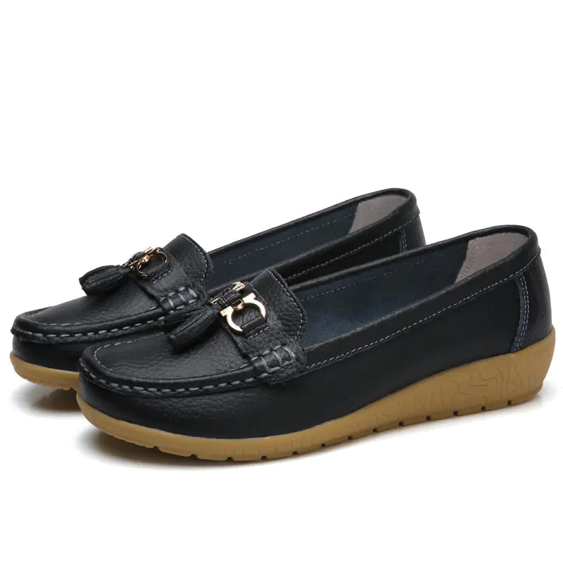 Women's Genuine Leather Flat Shoes - Comfort