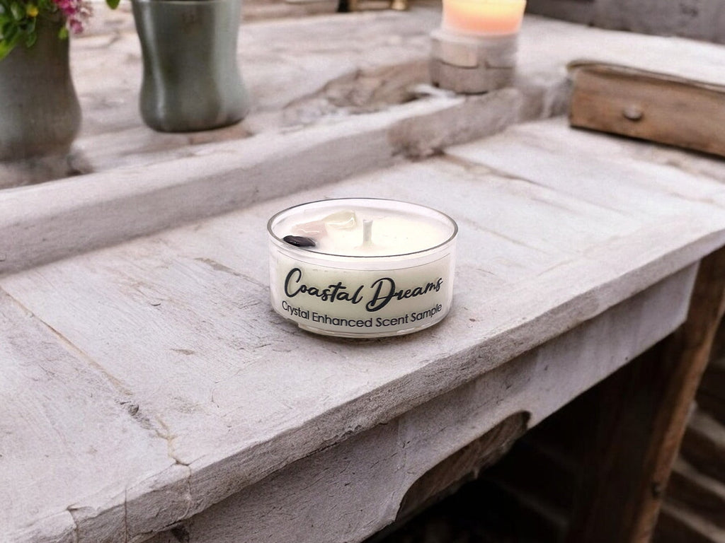 Coastal Dreams, Premium Coconut-Soy Wax Tea Light Crystal Candle, 1oz