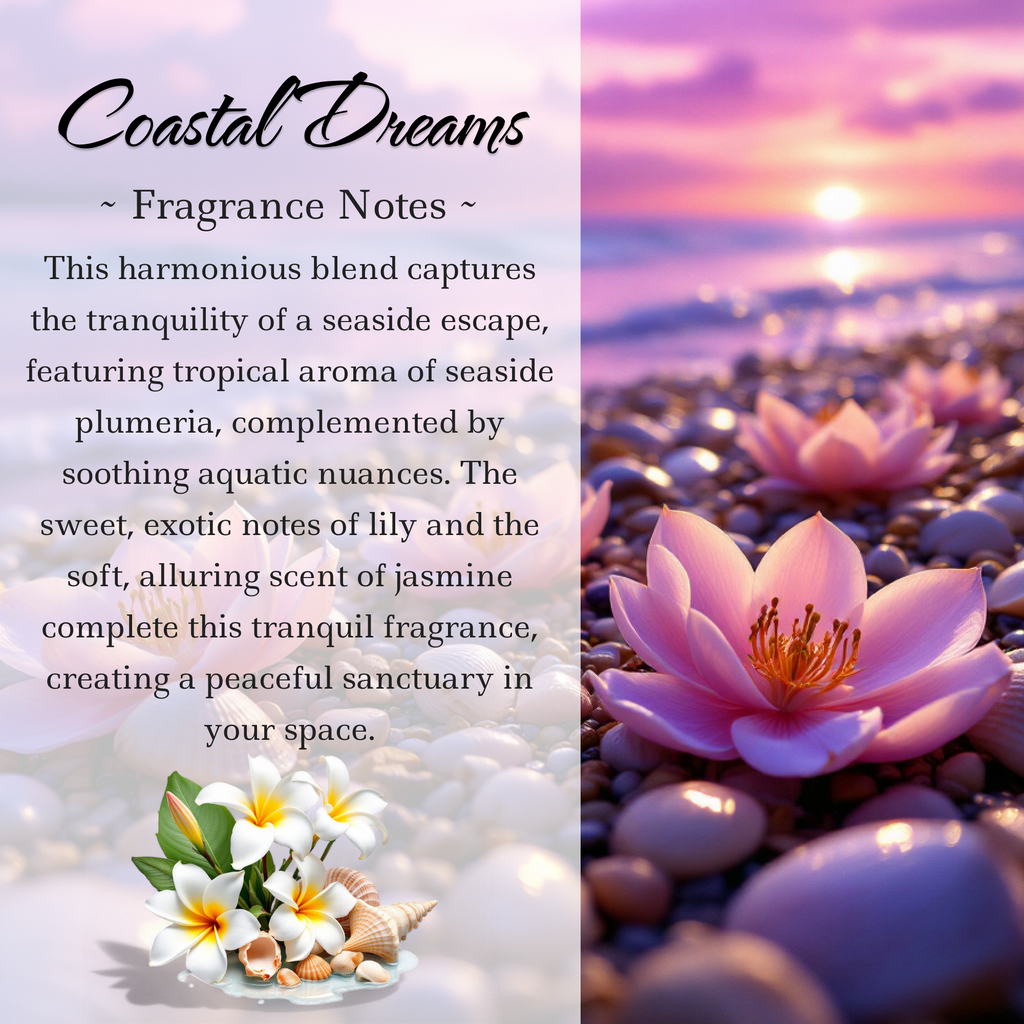 Coastal Dreams, Premium Coconut-Soy Wax Tea Light Crystal Candle, 1oz