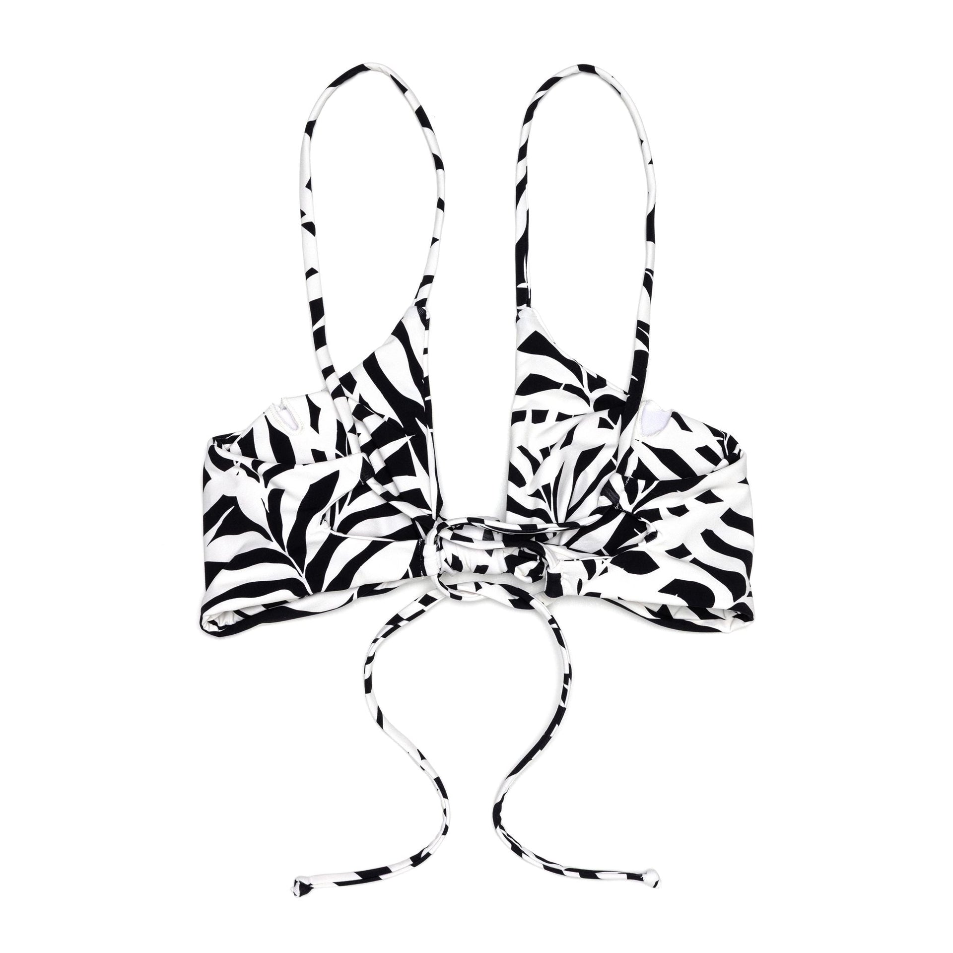 Cobain Jesse Top knot-front bikini in black and white abstract print