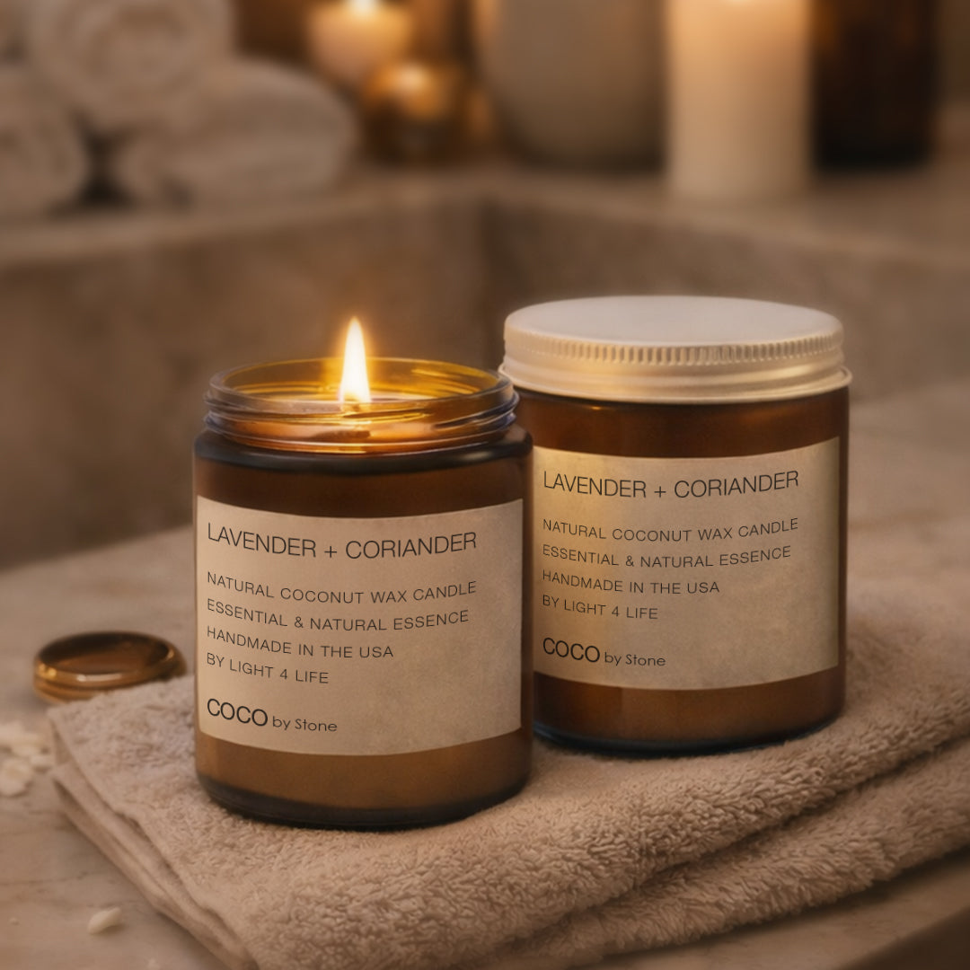 3.5oz Lavender + Coriander Natural Coconut Apricot Wax Candle