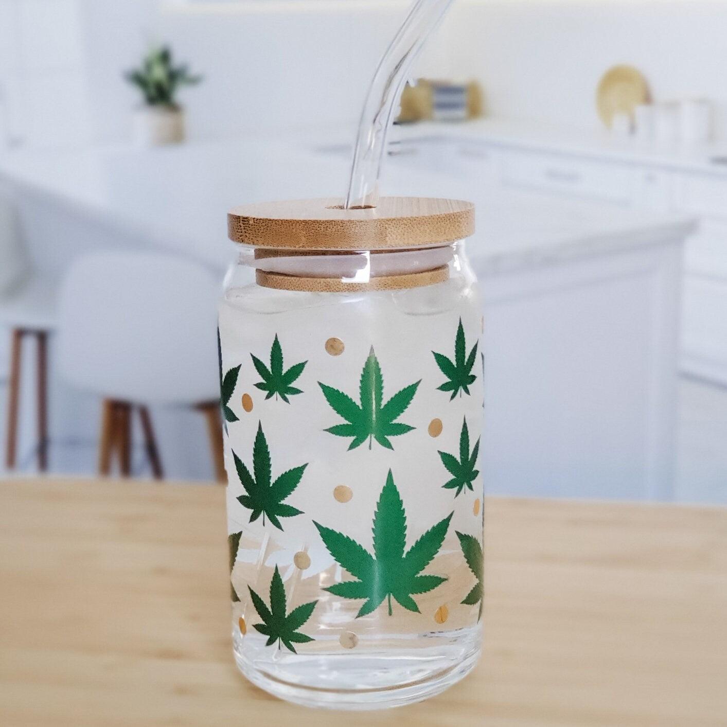 Color Changing Pot Leaf Glass Can Cup