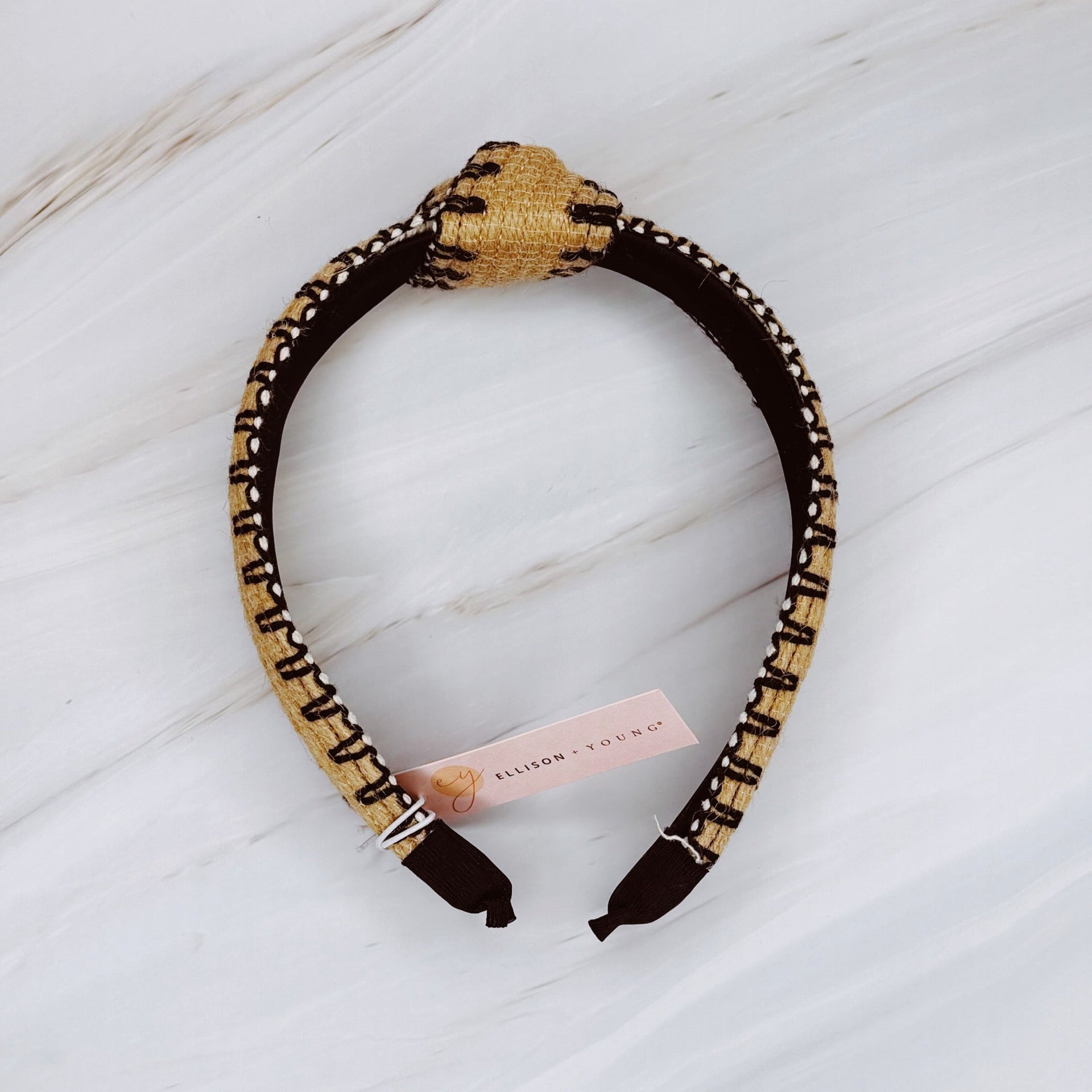 Color Stitched Raffia Headband