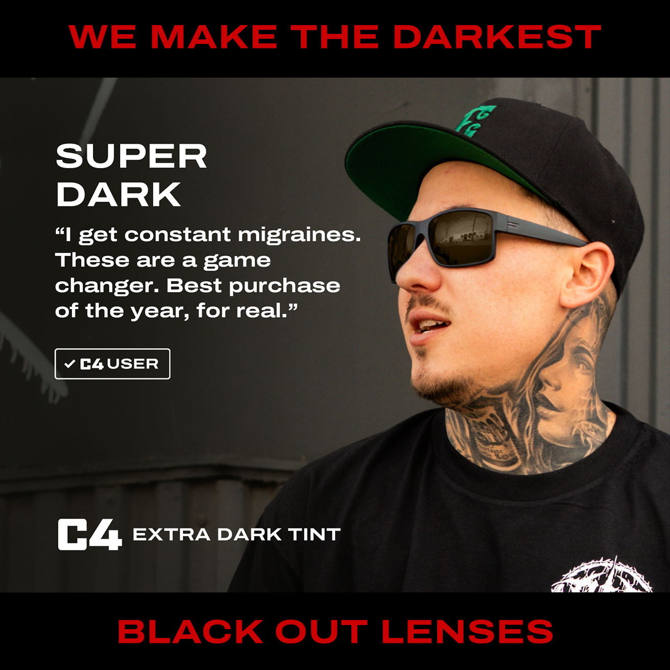 Mojave C4 Extra Dark Polarized Sport Sunglasses - Matte Black