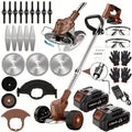 Cordless electric lawn mower in brown and black finish for home garden maintenance