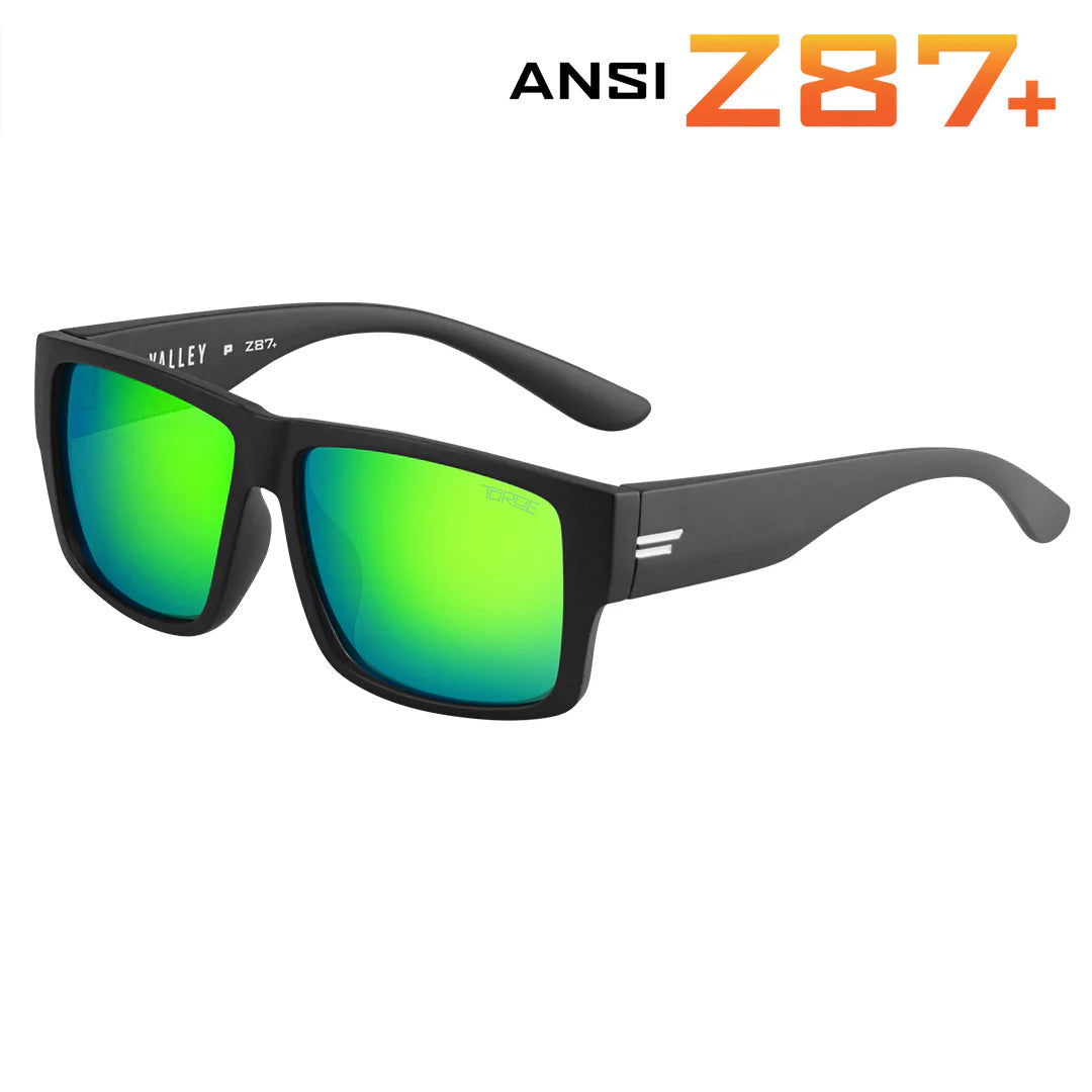 Valley ANSI Z87+ Safety Green Polarized Sunglasses for maximum protection