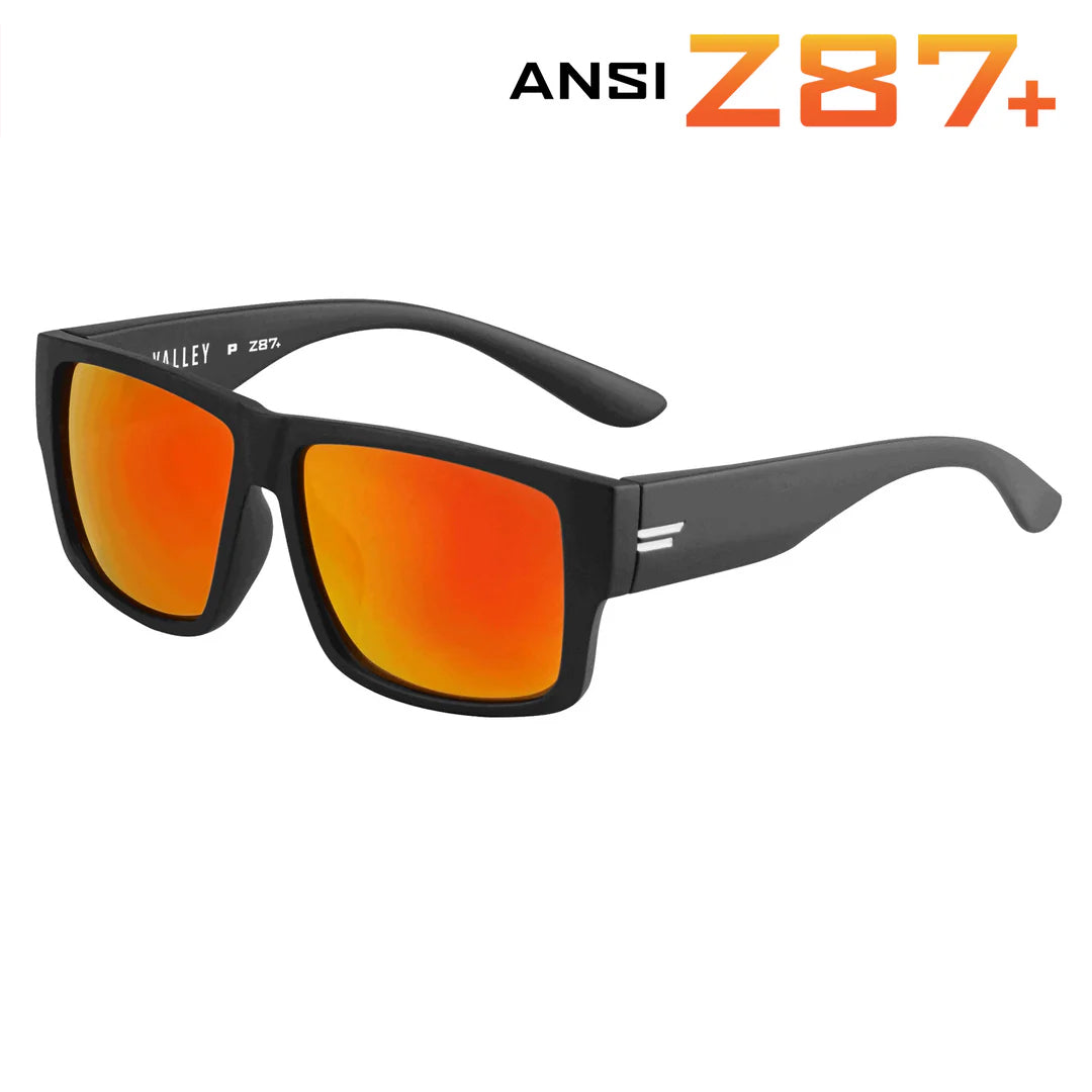 Toroe Valley Z87+ Safety Polarized Sunglasses in red frame