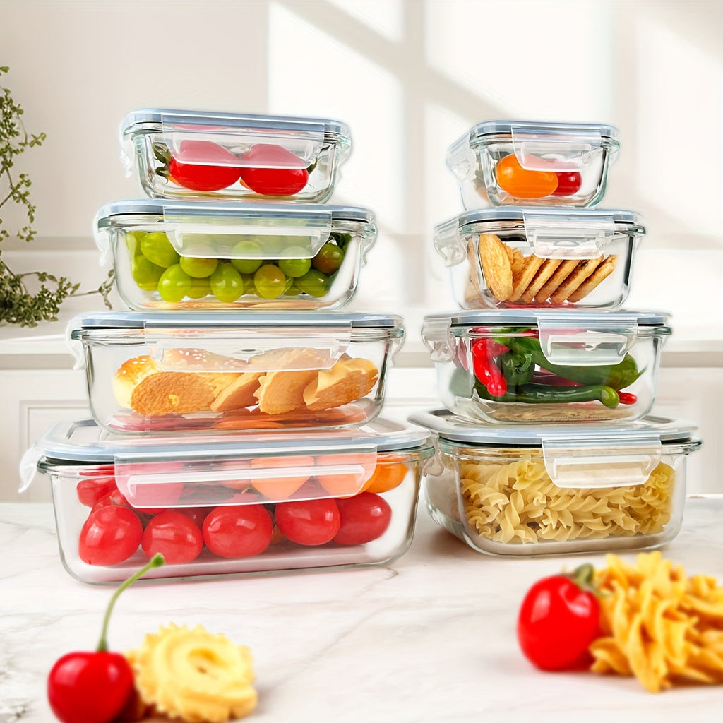 16-Piece Glass Food Storage Set with Airtight Lids for Kitchen