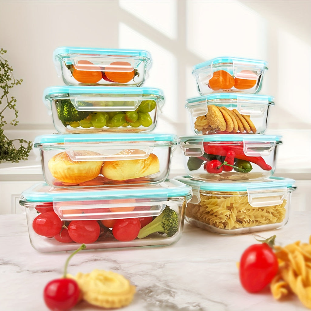 16-Piece Glass Food Storage Set with Airtight Lids for Kitchen