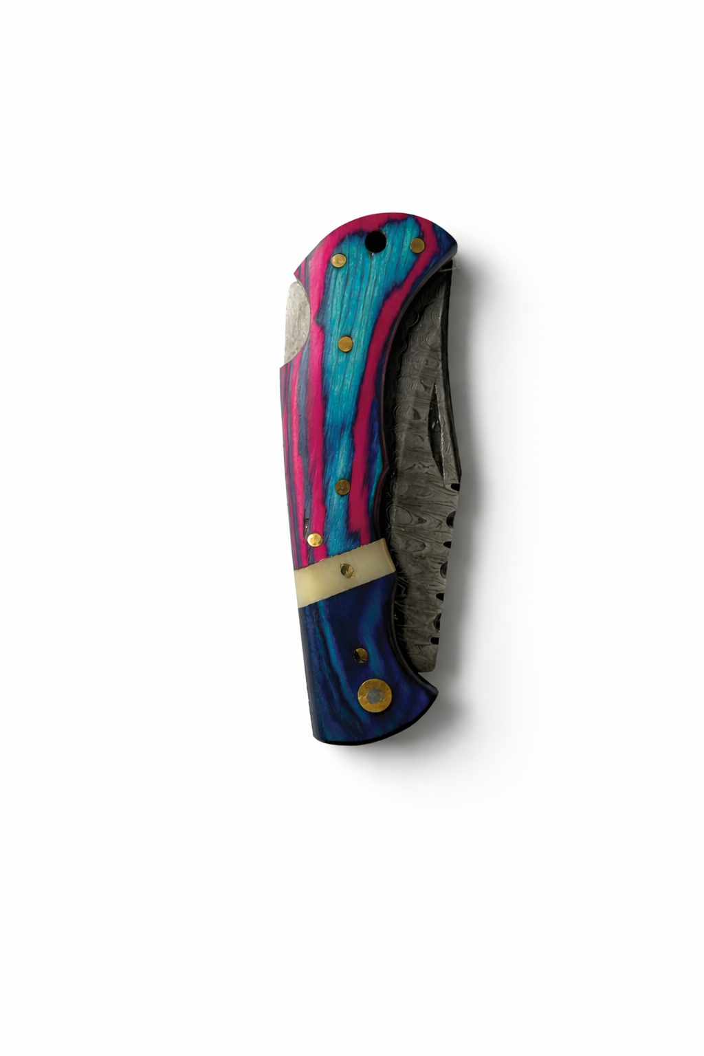 Damascus Steel Folding Knife with Ergonomic Handle - TF-079
