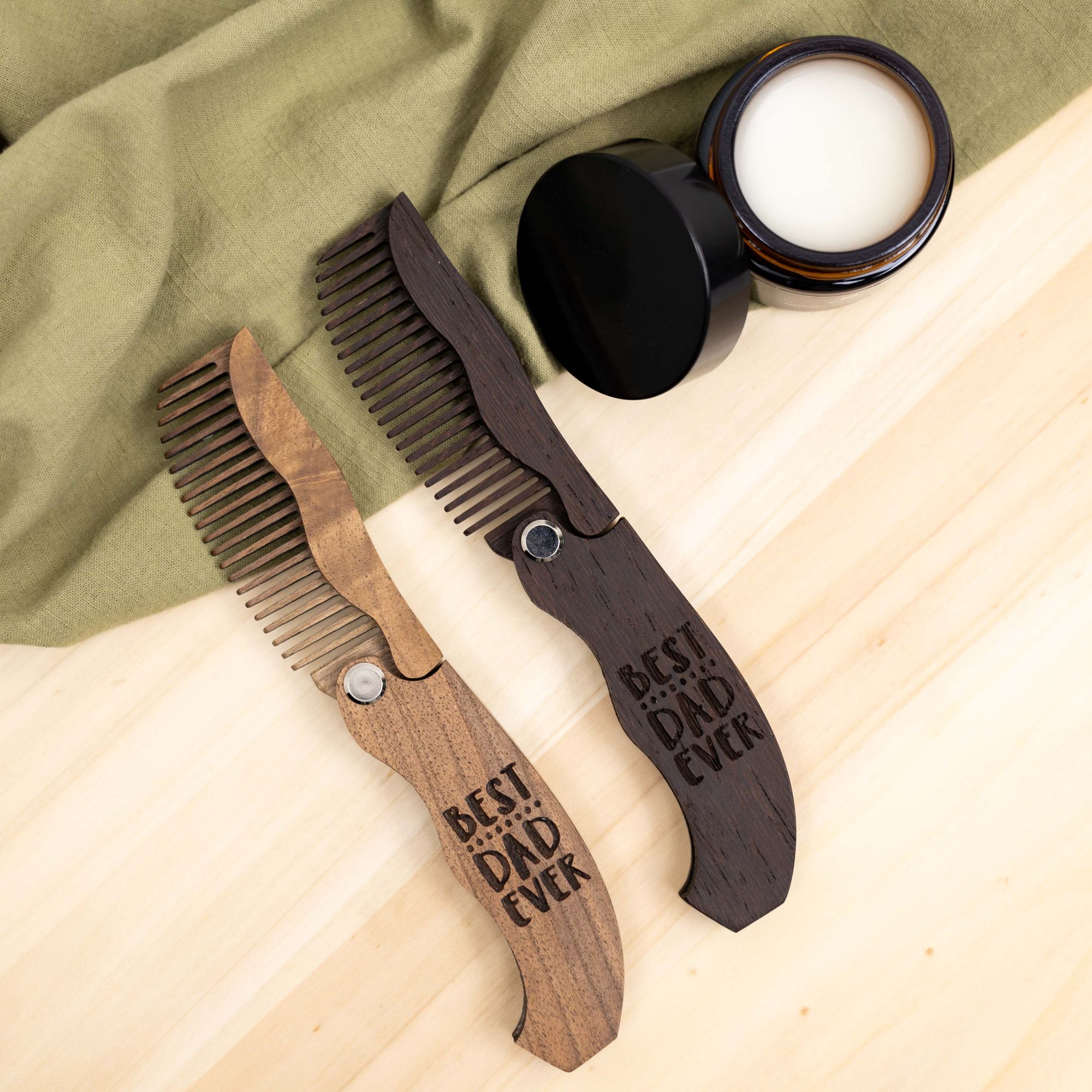 Best Dad Ever Wooden Beard Comb - Handcrafted Grooming Gift