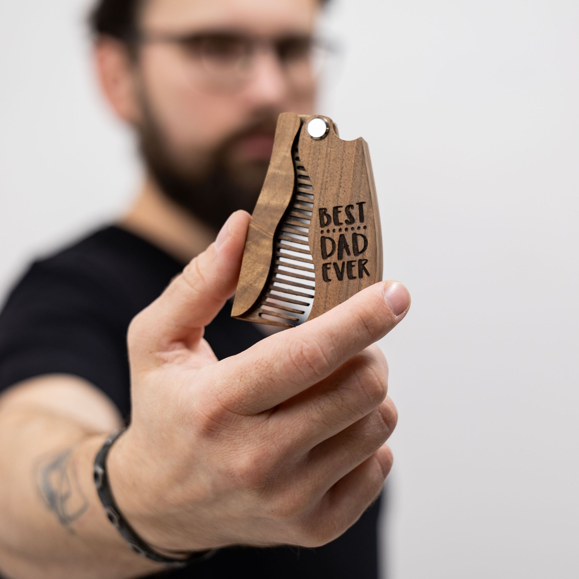 Best Dad Ever Wooden Beard Comb - Handcrafted Grooming Gift