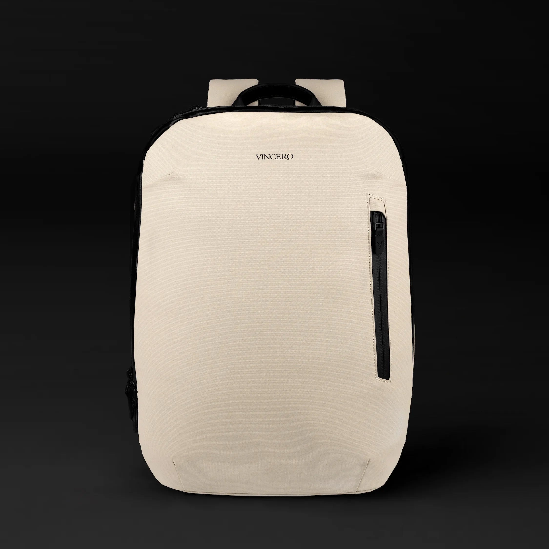 The Commuter backpack in Desert Sand, showing urban design and sleek silhouette