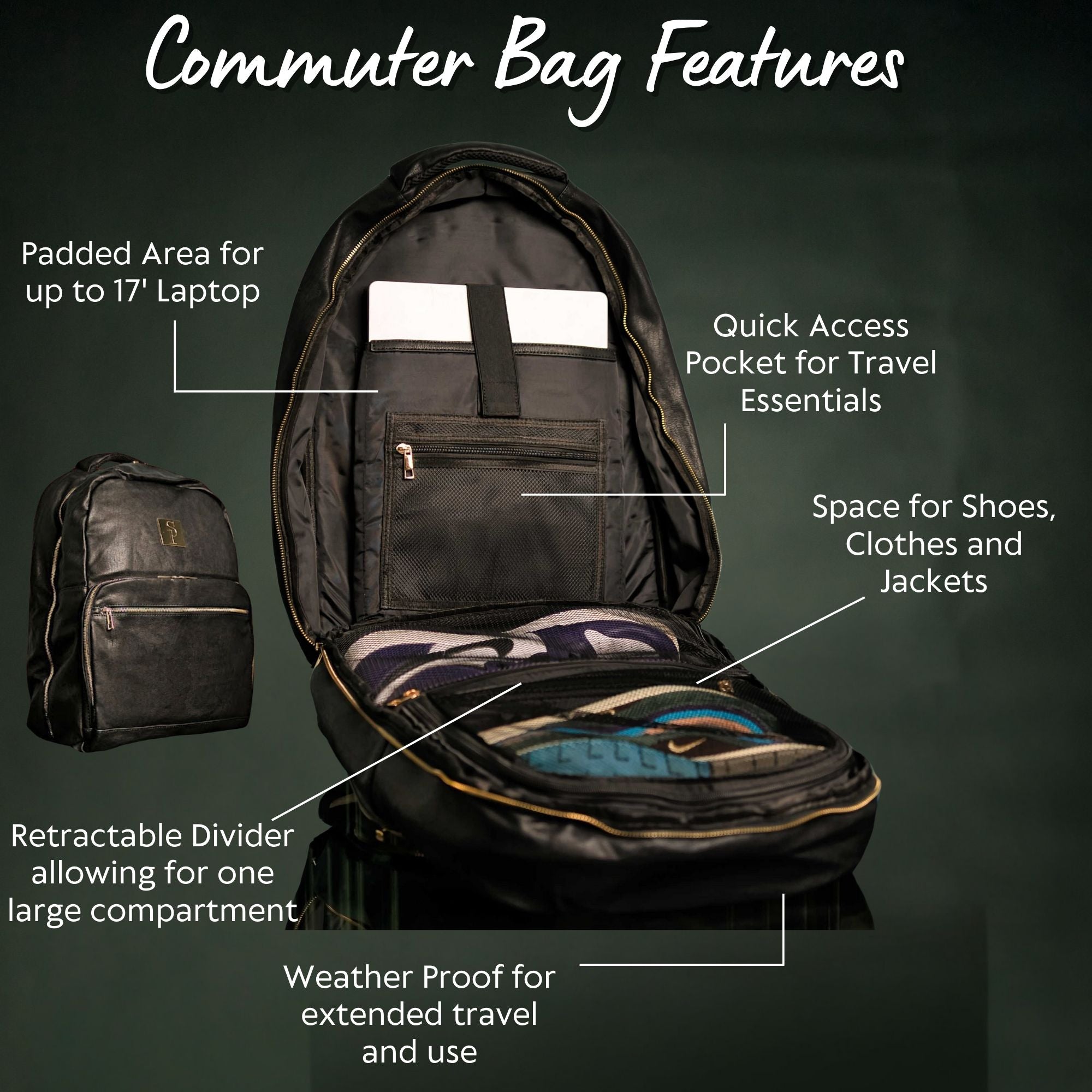 Black Leather Daily Commuter Bag XL