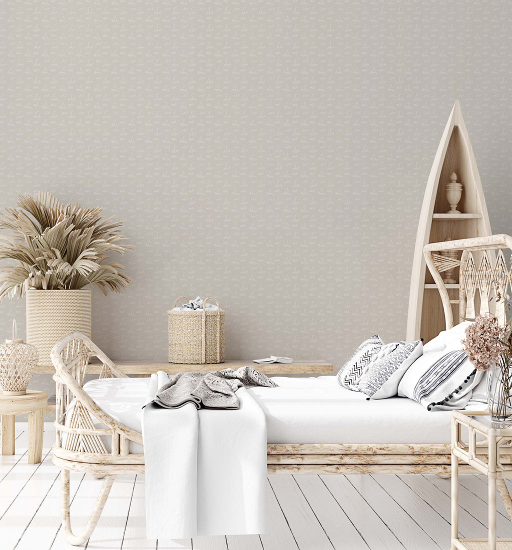 Conrad Removable Wallpaper in Blue and White Coastal Style