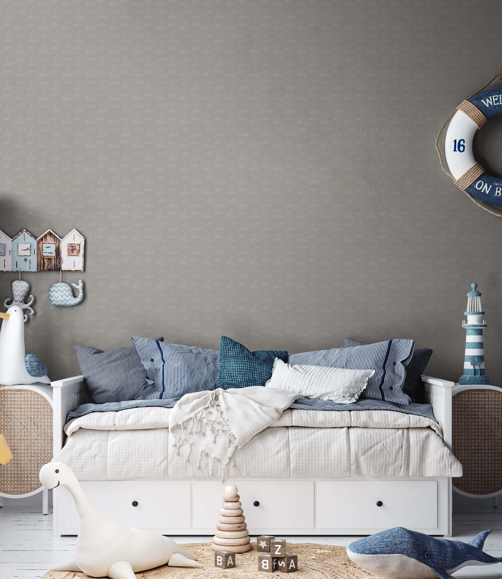 Conrad Removable Wallpaper in Blue and White Coastal Style