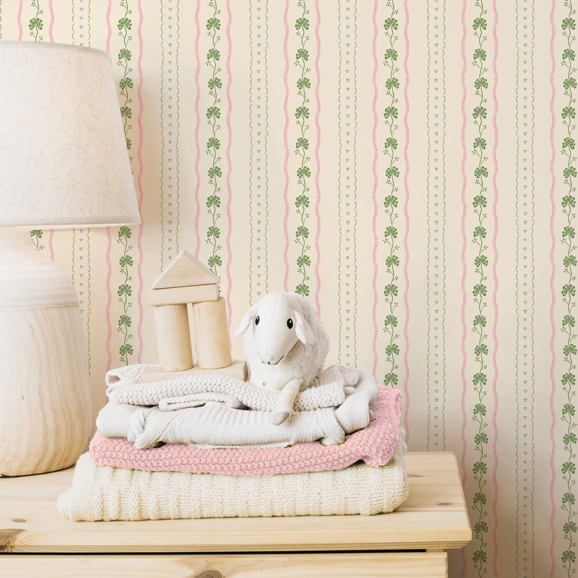 Constance Floral Removable Wallpaper in Cream, Blue & Green