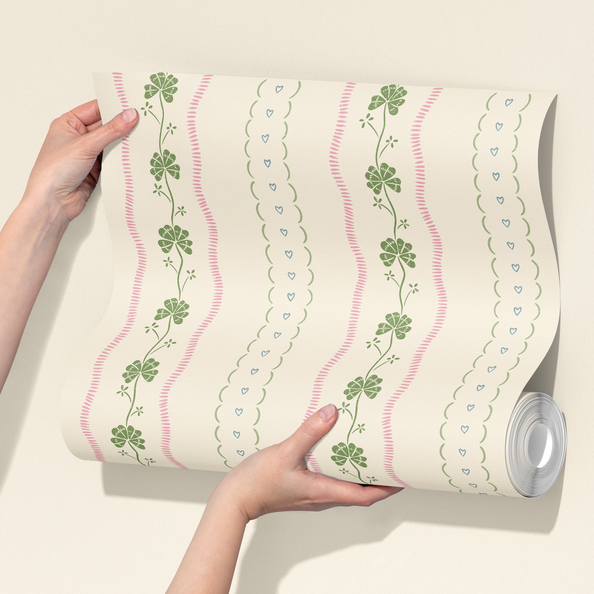 Constance Floral Removable Wallpaper in Cream, Blue & Green