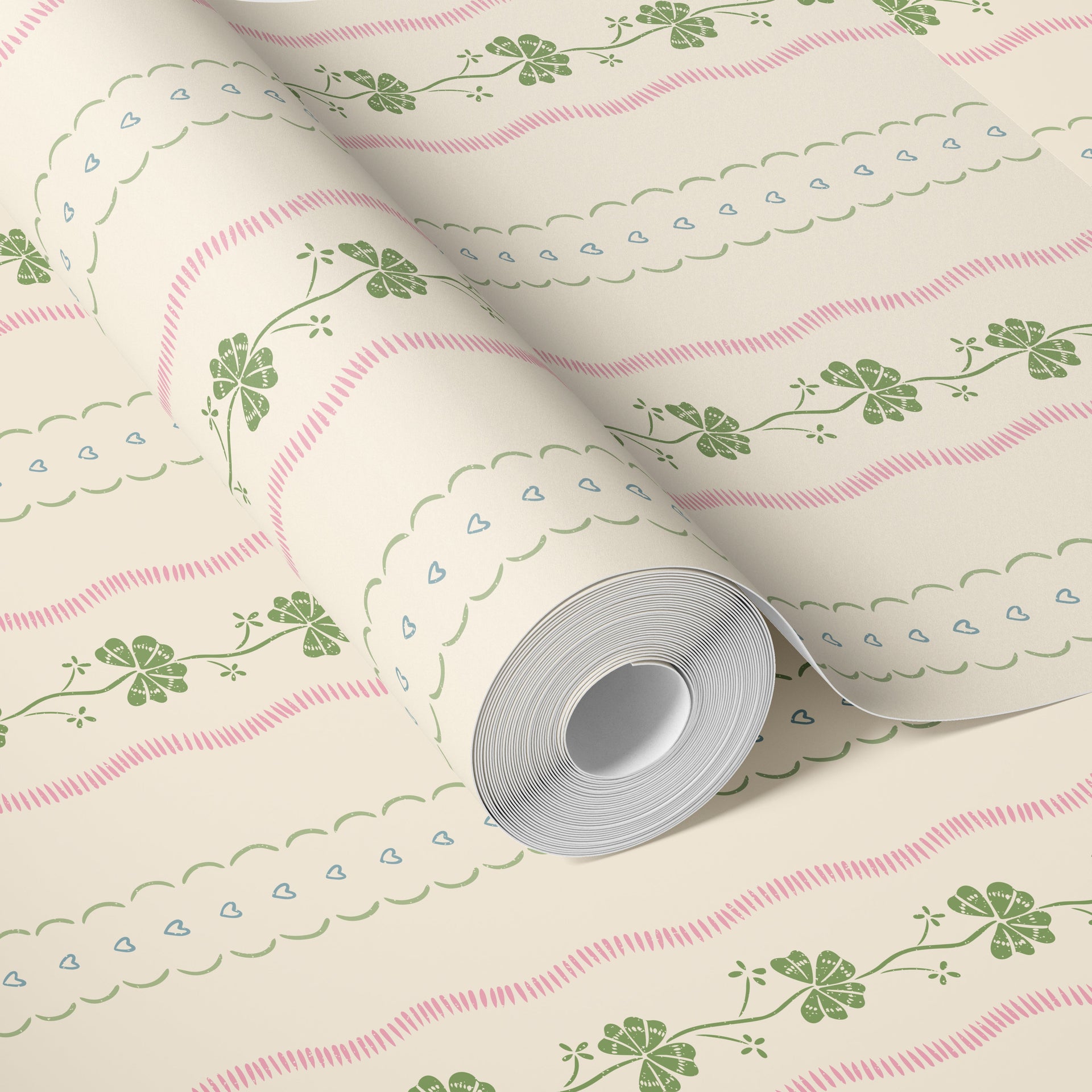 Constance Floral Removable Wallpaper in Cream, Blue & Green