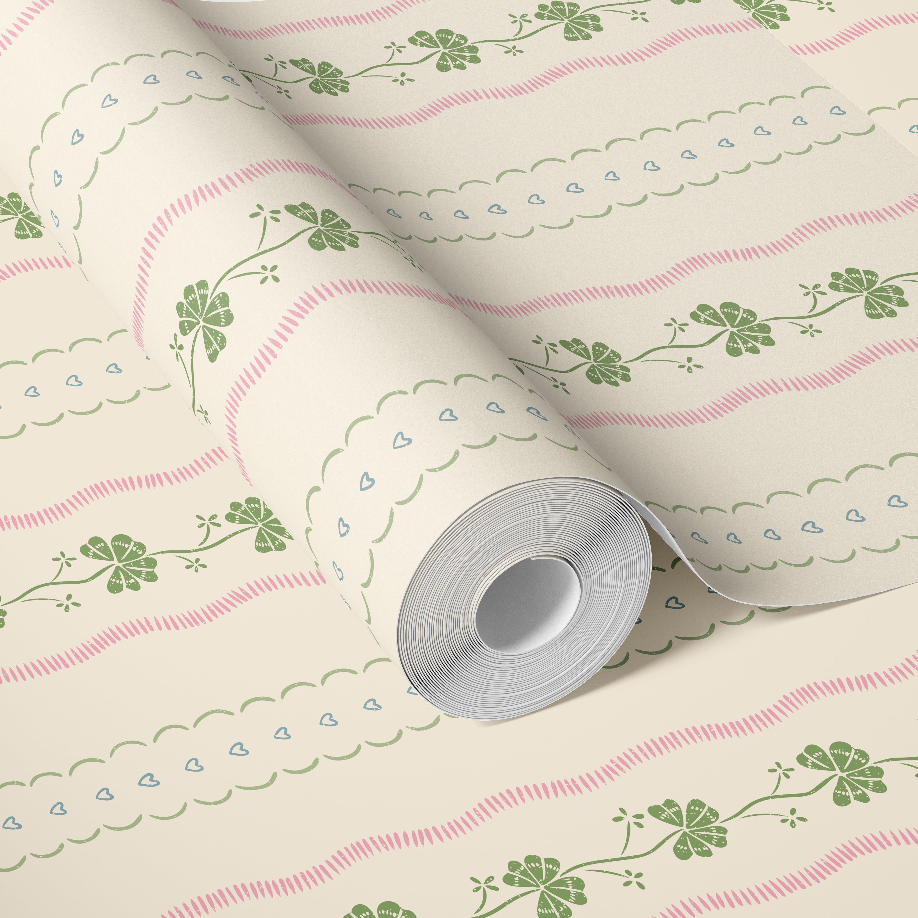 Constance Floral Removable Wallpaper in Cream, Blue & Green