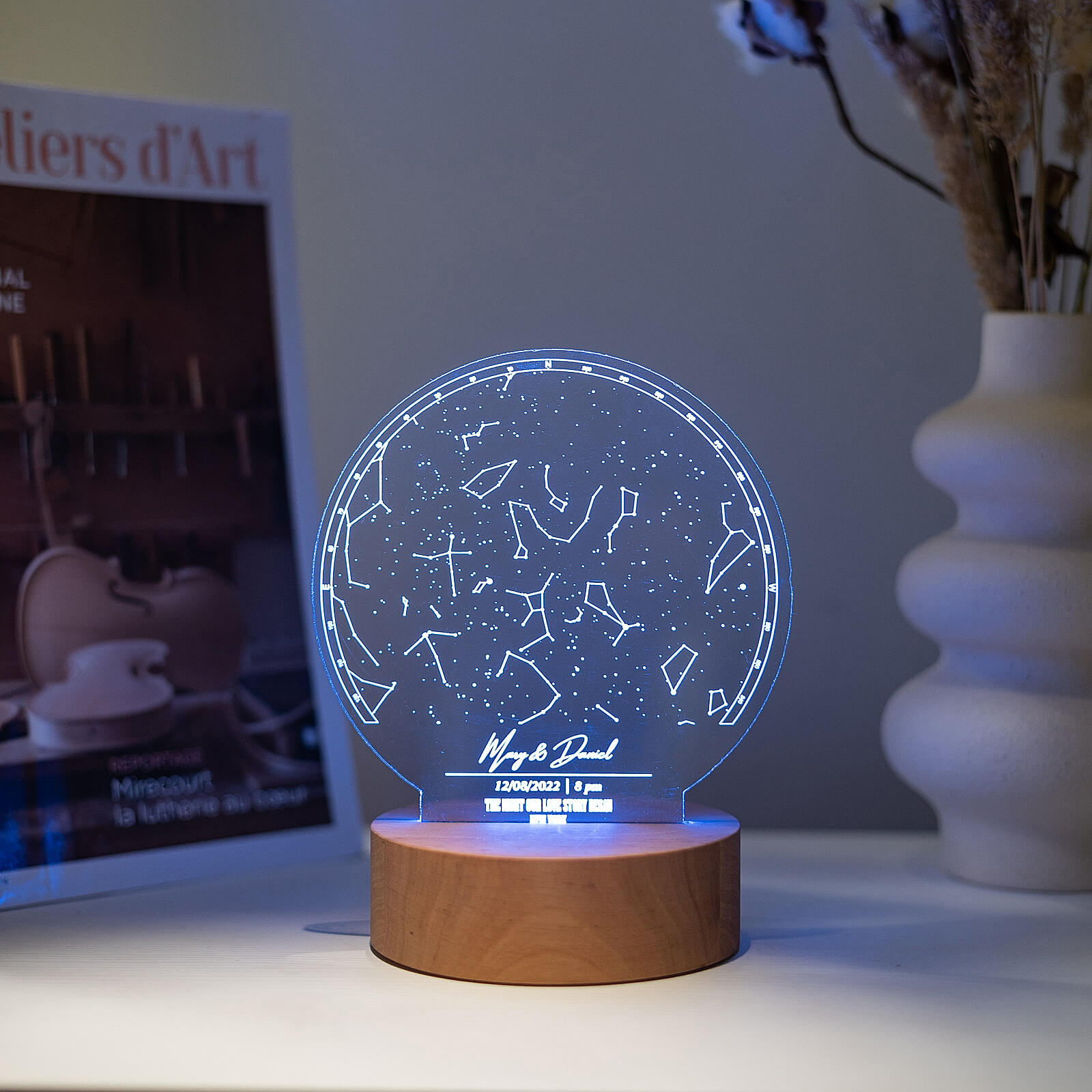 Custom Star Map Night Light – Minimalist Acrylic & Wood LED Decor