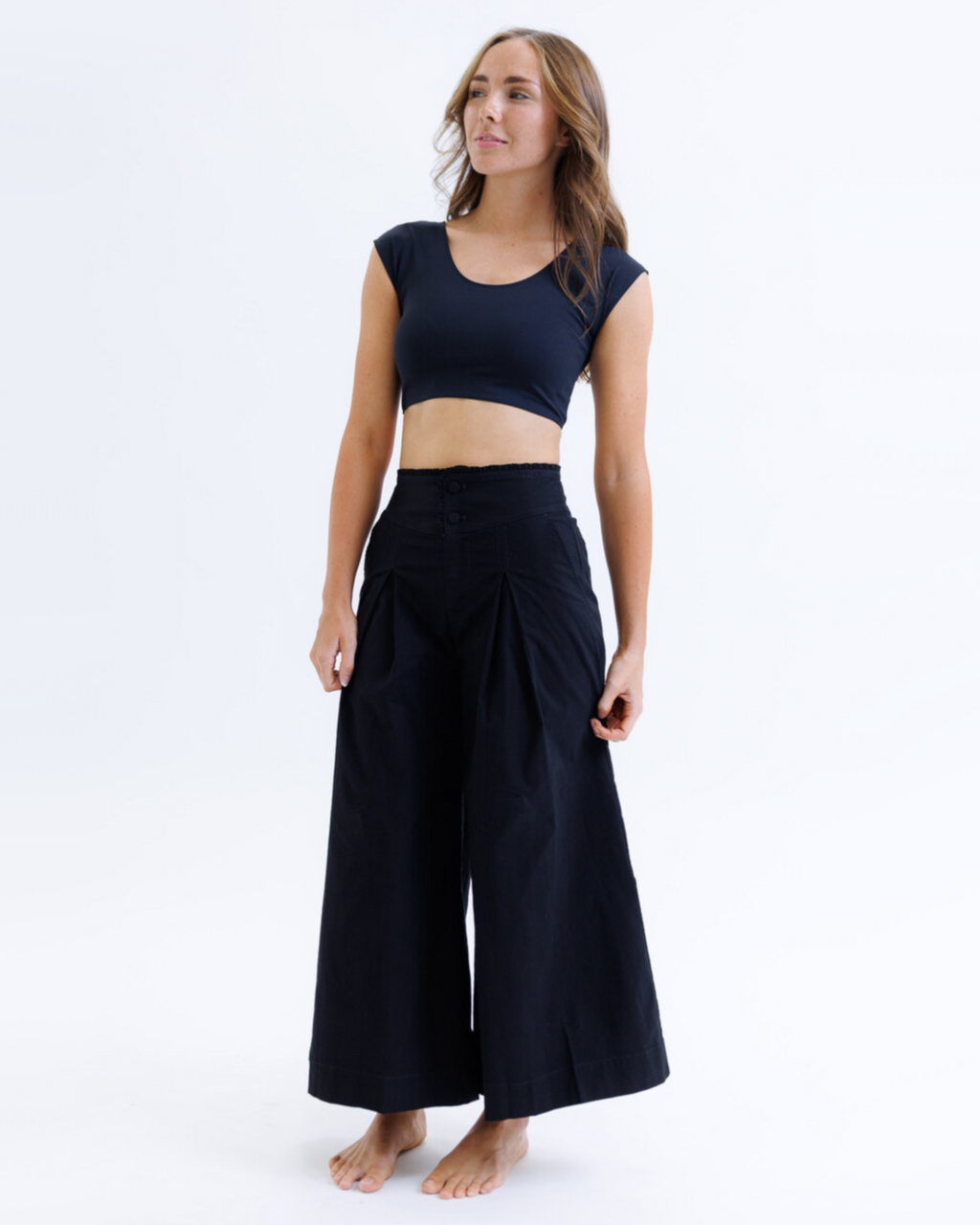 Contour Demi Tee Crop Top with Scoop Neck and Cap Sleeves - Image 8