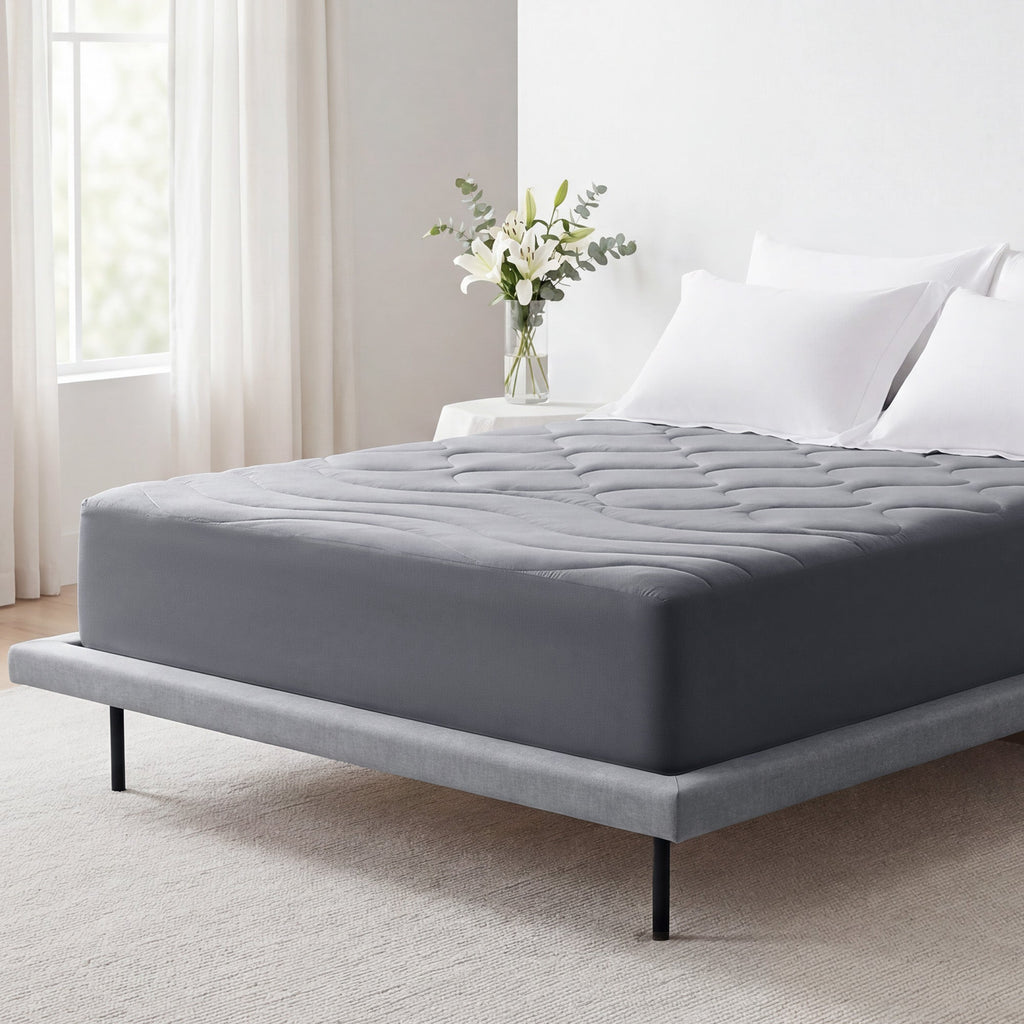 Cooling Mattress Topper in Grey Soft Nylon Spandex Knit - Image 2
