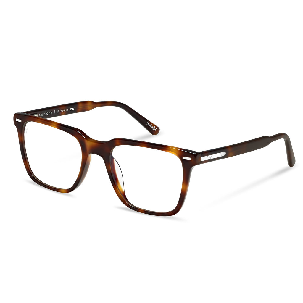 Cooper Blue Light Glasses - Rye Tort Square Italian Acetate Frame