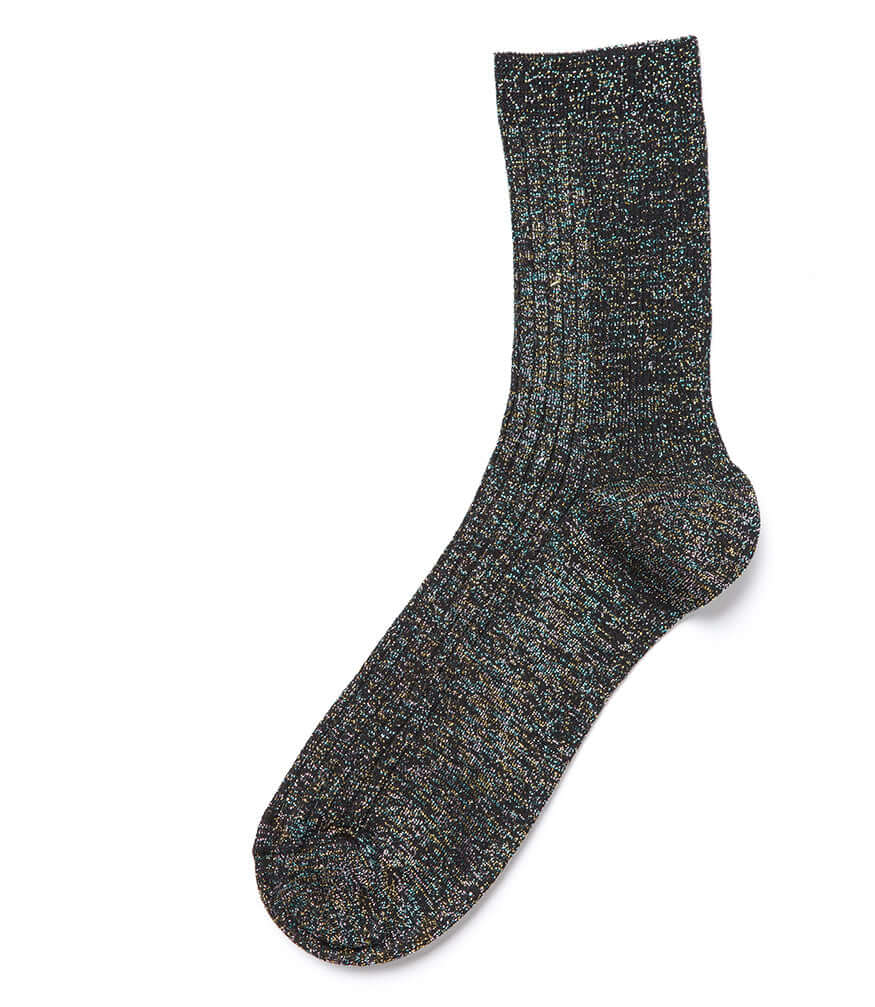 Zoe Short Socks in Black with Glitter Detail