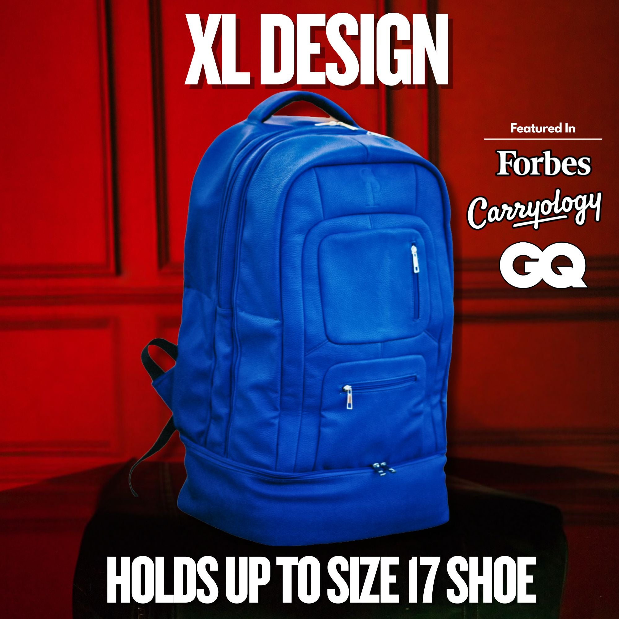 Royal Blue Leather Carryon Bag (XL Design) *Holds Size 17